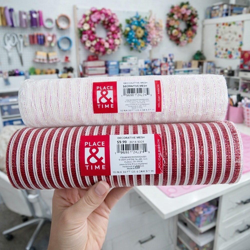 Decorative Mesh - Red and White -New